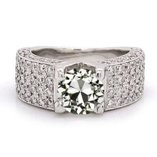 Real Diamond Old Miner Engagement Ring Multi Row Pave Set Accents 4 Carats