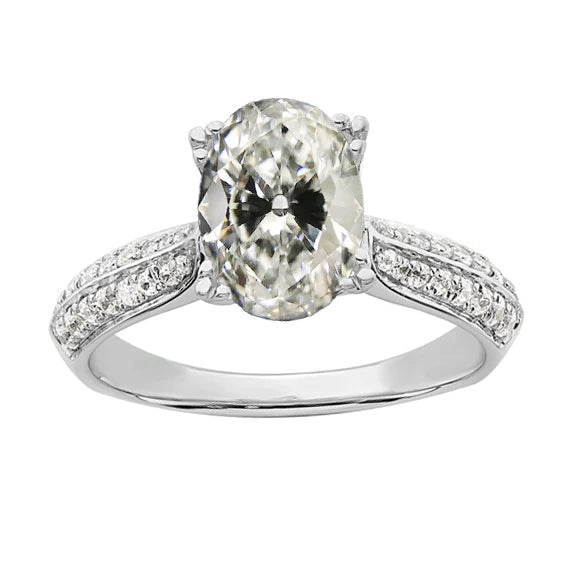 Real Diamond Oval Old Miner Engagement Ring White Gold Jewelry 5.75 Carats