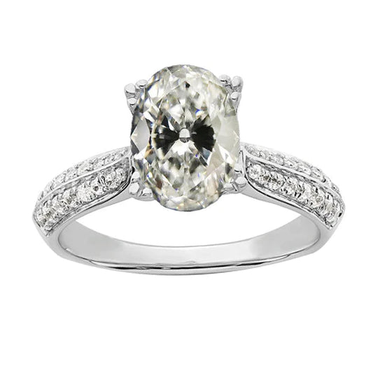 Real Diamond Oval Old Miner Engagement Ring White Gold Jewelry 5.75 Carats