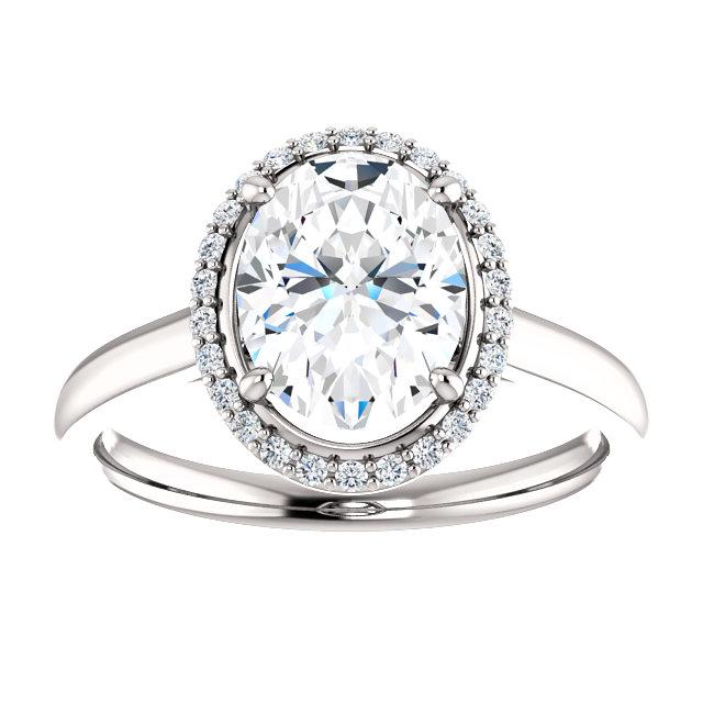 Real Diamond Oval Ring 2.50 Carats Halo White Gold 14K3