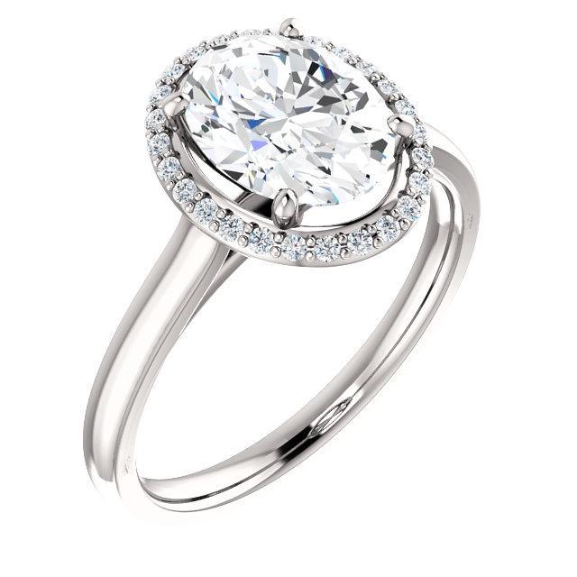 Real Diamond Oval Ring 2.50 Carats Halo White Gold 14K