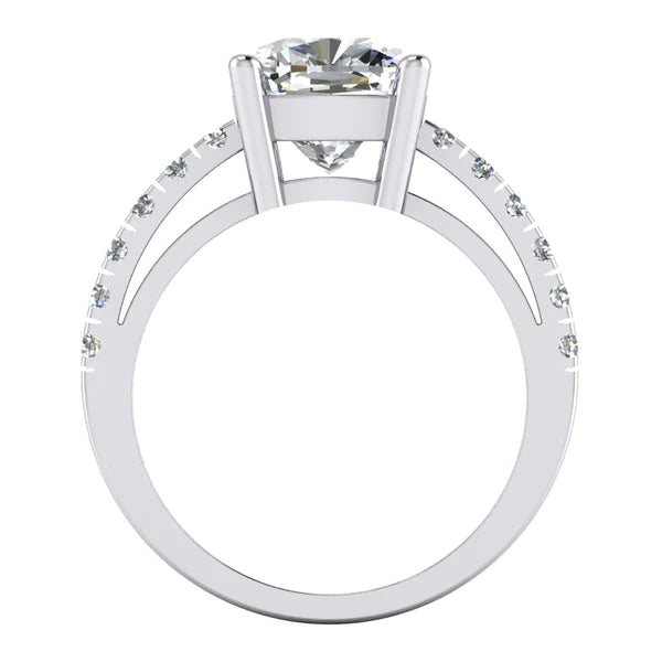 Real Diamond Ring Cushion With Side Stones