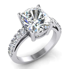 Real Diamond Ring Cushion With Side Stones