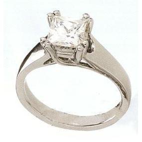 natural princess diamond 1.50ct ring front view