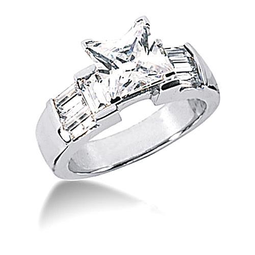 Real Diamond Ring White Gold Band Engagement