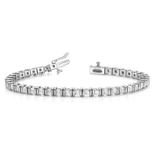 Real Diamond Round Cut Tennis Bracelet 4 Carats White Gold 14K