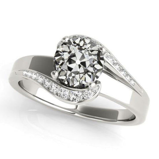 Real Natural Earth Mined Diamond Round Old Mine Cut Wedding Ring Twisted Shank 3.50 Carats
