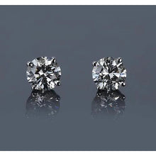 Real Diamond Stud Earring 1.50 Carats Prong Round White Gold 14K