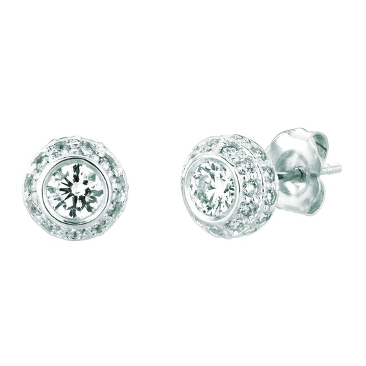 Real Diamond Stud Earring 1.90 Carats 14K White Gold