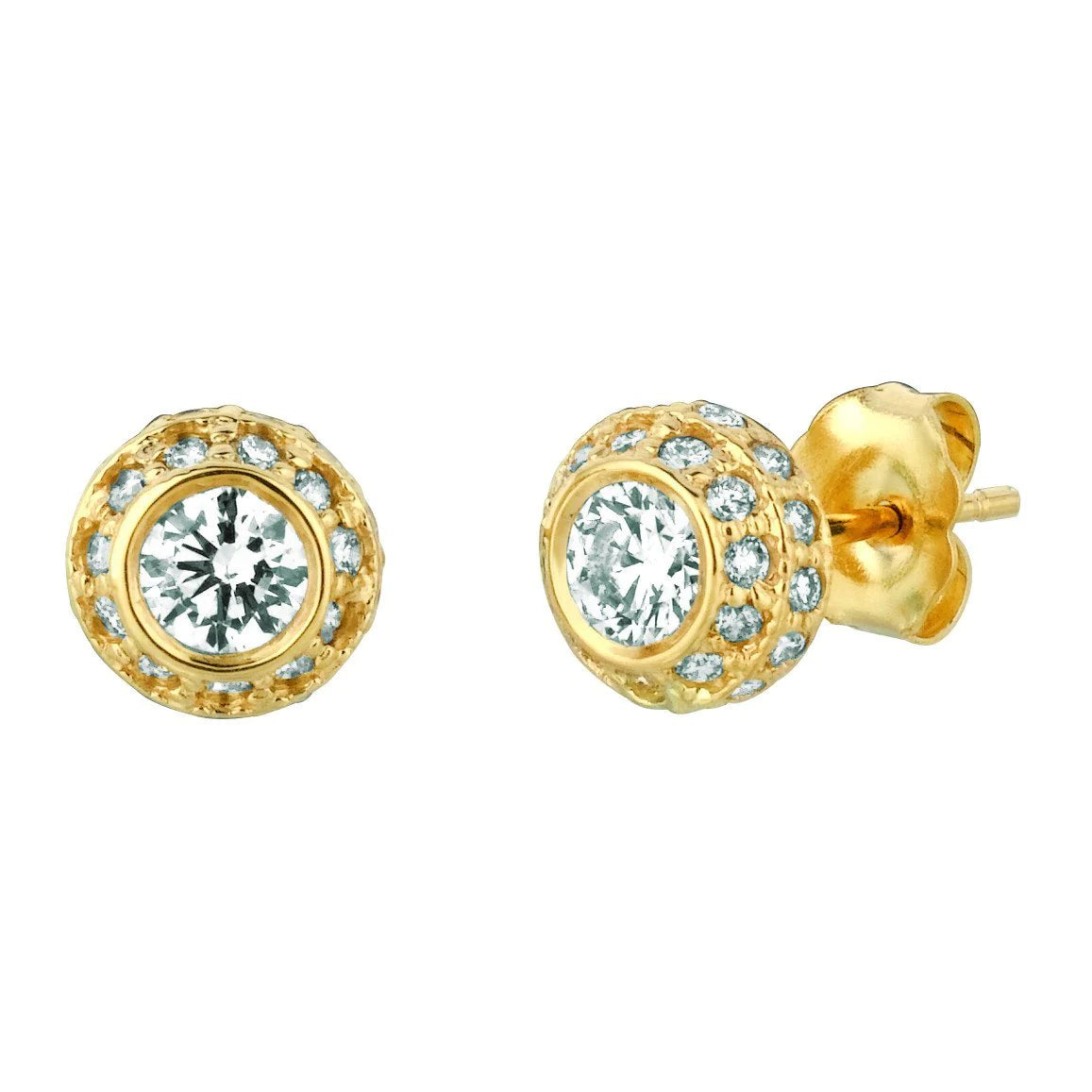 Real Diamond Stud Earring 1.90 Carats 14K Yellow