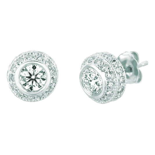 Real Diamond Stud Earring 3 Carats 14K White Gold