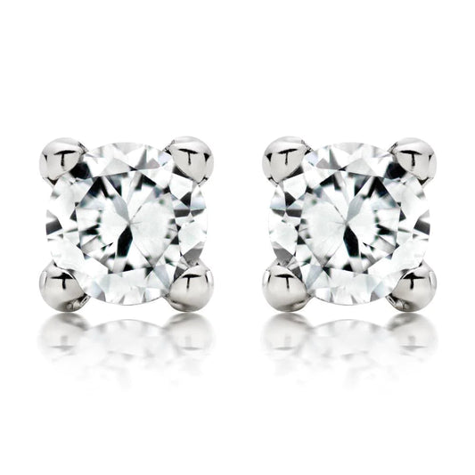 Real Diamond Stud Earring 3 Carats Four Prong Set White Gold Jewelry