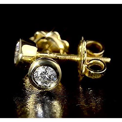 Real Natural Earth Mined Diamond Studs Earrings 1.50 Carats Yellow Gold 14K