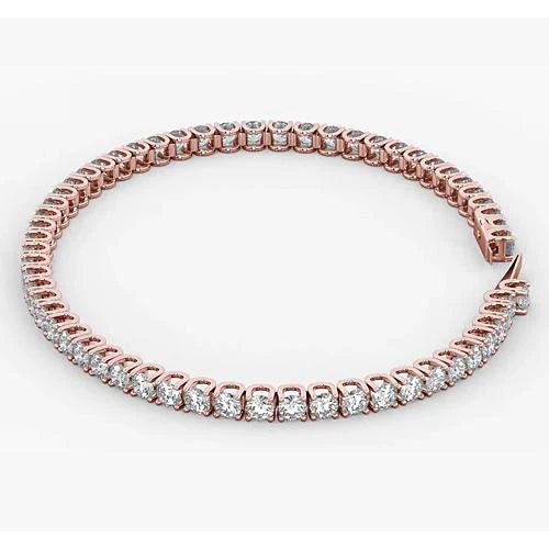 Real Diamond Tennis Bracelet 5.90 Carats Rose Gold 14K Jewelry