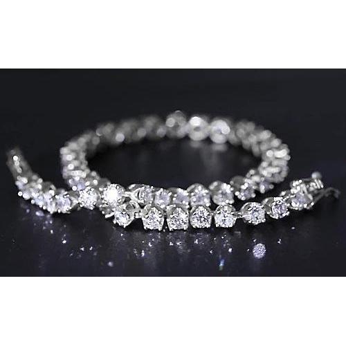 Real Diamond Tennis Bracelet Prong Set 8.60 Carats White Gold 14K Jewelry