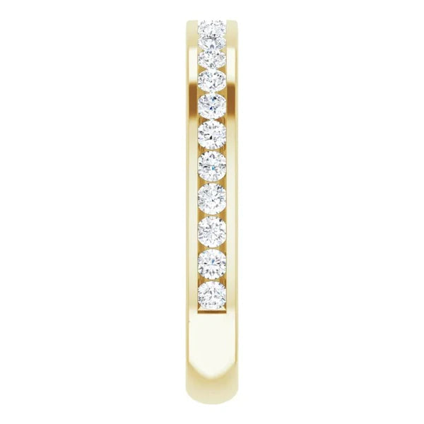 Real Diamond Wedding Band 0.60 Carats Bar Setting Yellow Gold Jewelry