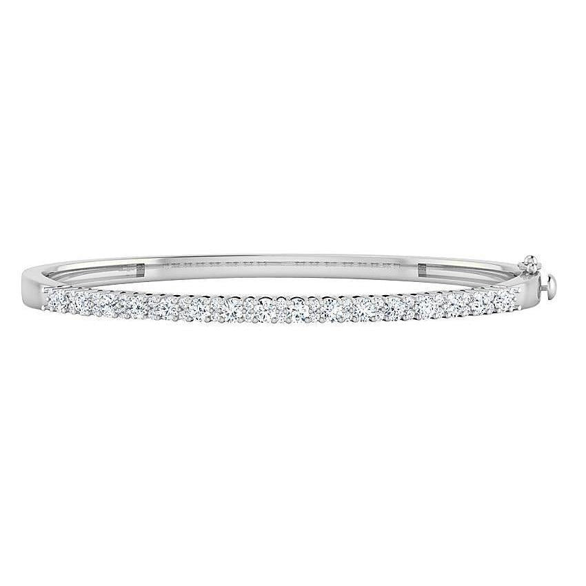 Real Diamond Women Tennis Bangle 2.50 Ct 14K White Gold
