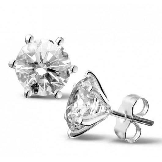Real Diamonds Studs Earrings 6 Ct White Gold 14K