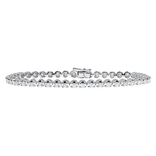 Real Diamonds Tennis Bracelet 8.10 Carats Round Cut White Gold 14K