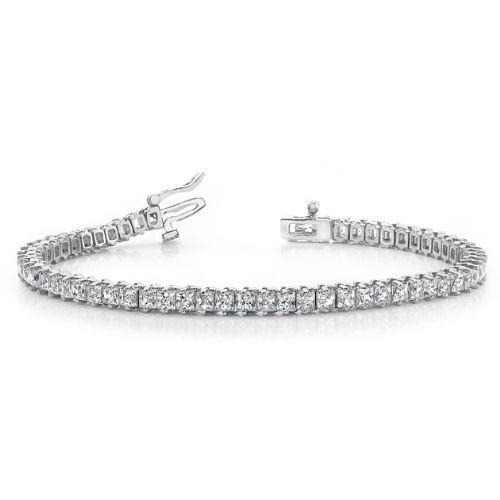 Real Diamonds Tennis Bracelet White Gold Princess Cut Sparkling 7.20 Ct