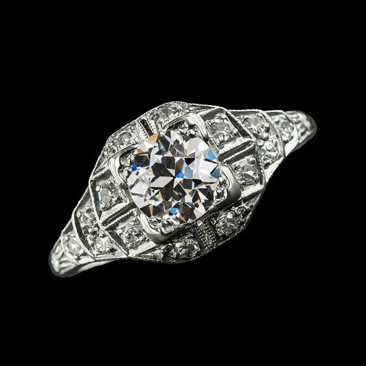 Real Engagement Ring Old Cut Round Diamonds 3 Carats 14K Gold Jewelry