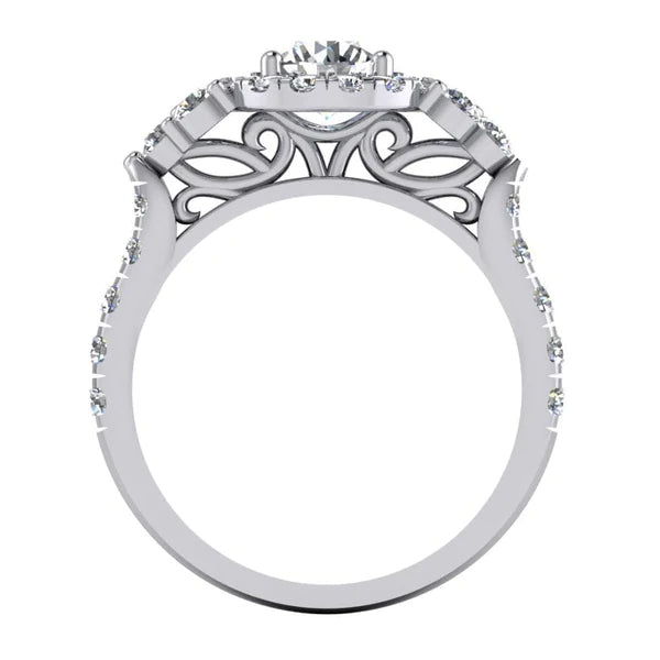 Real Halo Diamond Engagement Ring For Women