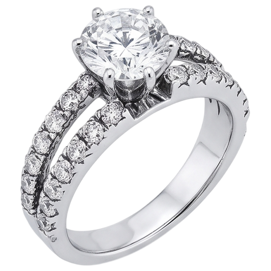 Real Natural Earth Mined DIAMOND ( NOT LAB GROWN ) Engagement Ring Split Shank Prong Setting 2.50 Carat WG 14K