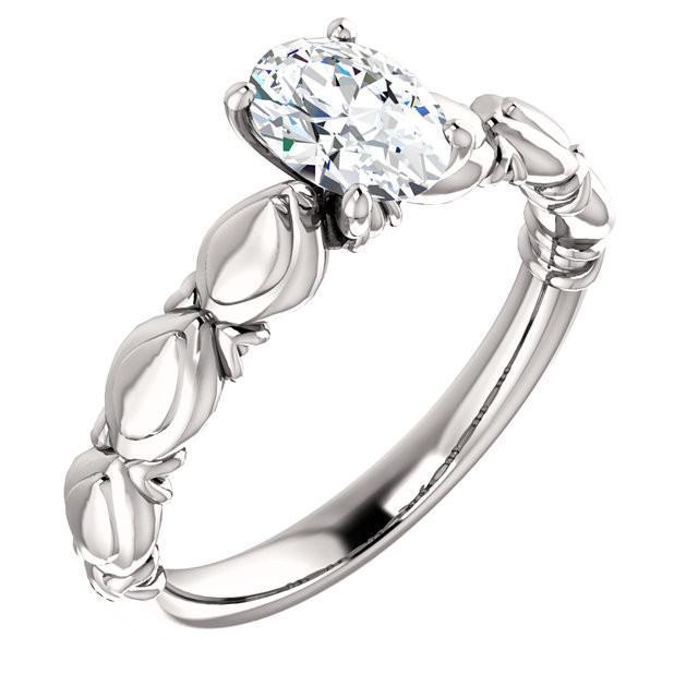 Real Oval Cut Diamond 1.51 Carats Anniversary Ring White Gold 14K