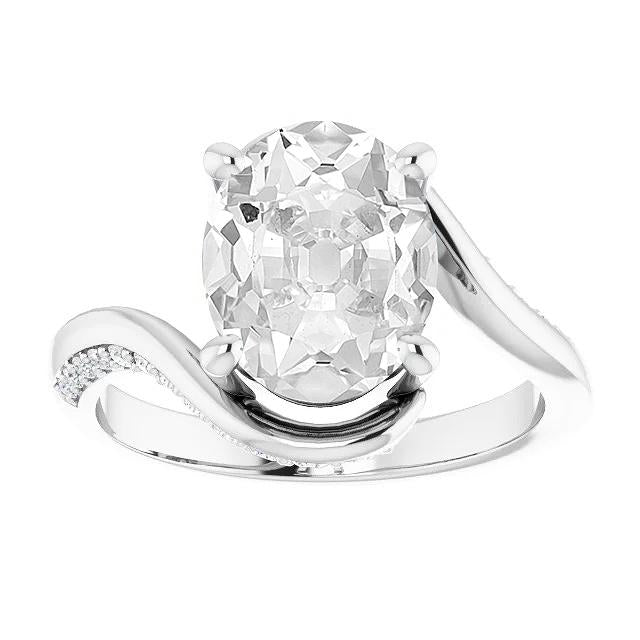 Oval Old Mine Cut Natural Earth Mined Diamond Ring Twisted Style Prong Set 8.25 Carats