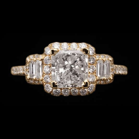 Real Radiant Cut Engagement Ring 3 Carat Natural Earth Mined DIAMOND ( NOT LAB GROWN )s Fancy Ring White Gold 14K