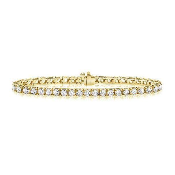 Real Round Cut 6.60 Carats Diamonds Tennis Bracelet 14K YG