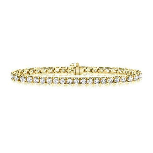 Real Round Cut 6.60 Carats Diamonds Tennis Bracelet 14K YG