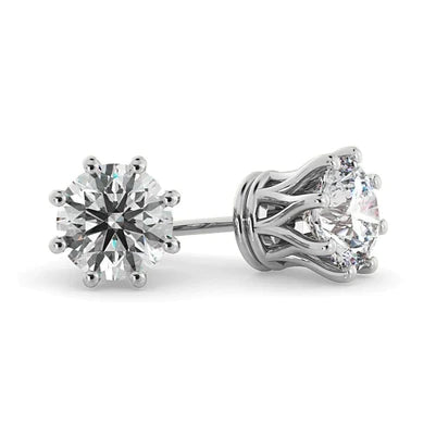 Real Round Cut Diamond Stud Earring 4.50 Carats Women Gold Jewelry
