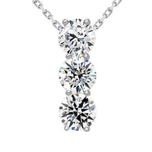 Real Round Natural Earth Mined Diamond 3 Stone Journey Pendant 3.75 Carats Gold 14K