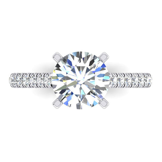 Real Round Diamond Engagement Solitaire With Accents Ring 2.75 Carats