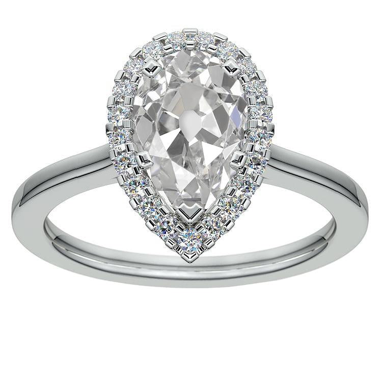 Real Round Diamond Halo Ring Pear Old Mine Cut 5.25 Carats Gold Jewelry