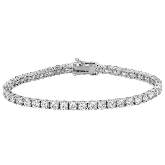 Real Round Diamond Tennis Bracelet 9 Carat Ladies White Gold Jewelry