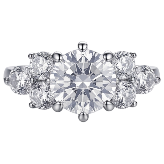 Real Round Natural Earth Mined DIAMOND ( NOT LAB GROWN ) Engagement Ring 3.80 Ct Basket Setting White Gold 14K