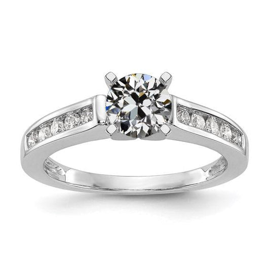 Real Round Old Mine Cut Diamond Wedding Ring Channel Set 2.50 Carats