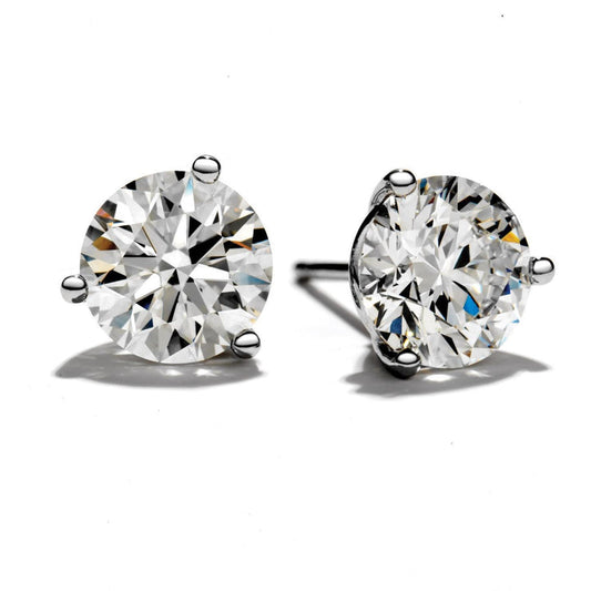 Real Round Shaped Diamond Stud Earring D Vvs1 Diamond 14K Gold