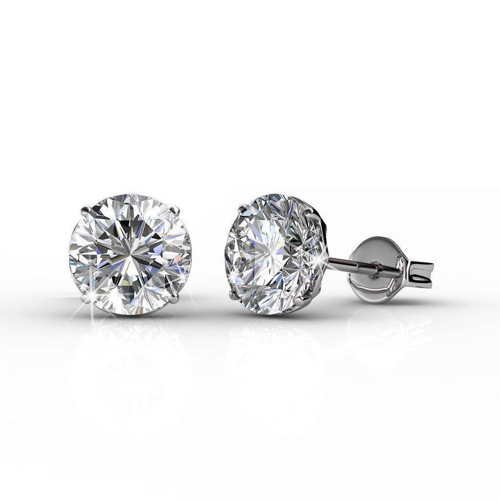 Real Sparkling Prong Set 5.00 Ct Diamonds Lady Studs Earrings Gold White