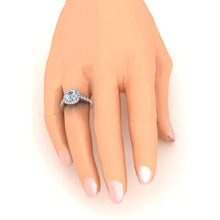 Real White Gold Cushion Halo Diamond Ring 3.65 Carats Cathedral Setting