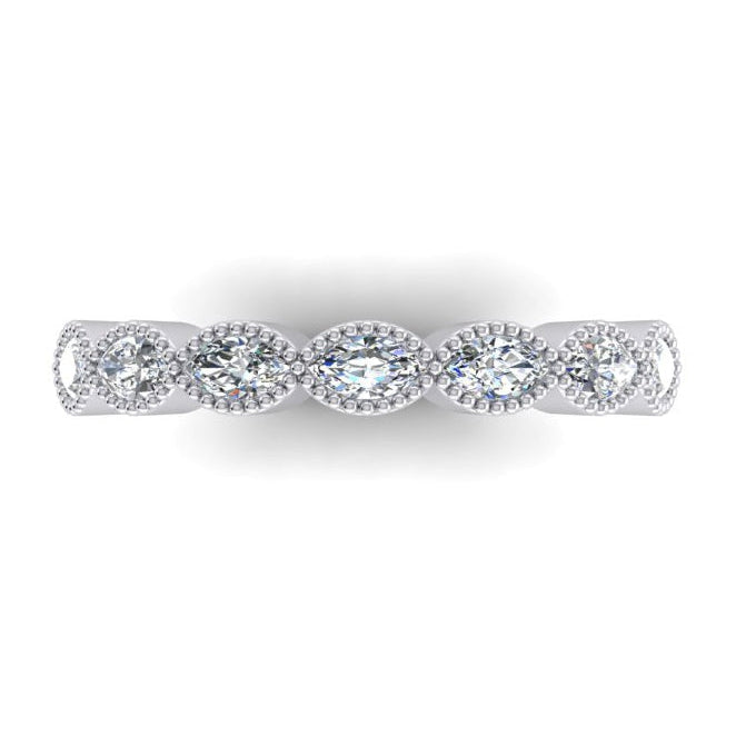 Real White Gold Eternity Band Milgrain Style