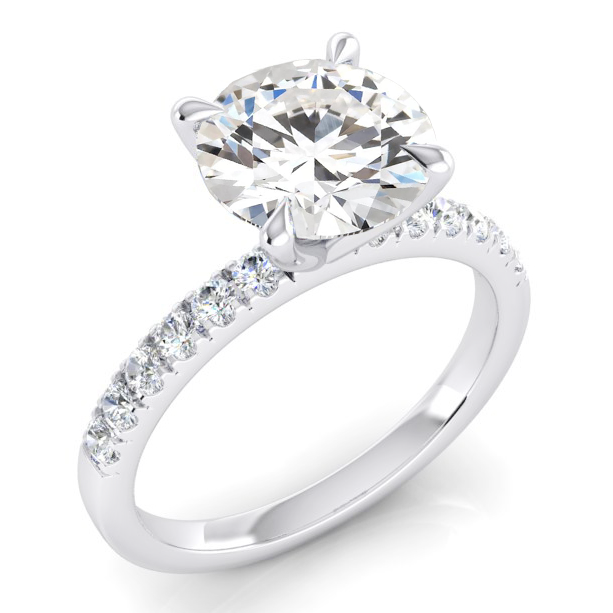 Real Diamond Engagement Ring 2.50 Carats Round Diamonds White Gold 14K