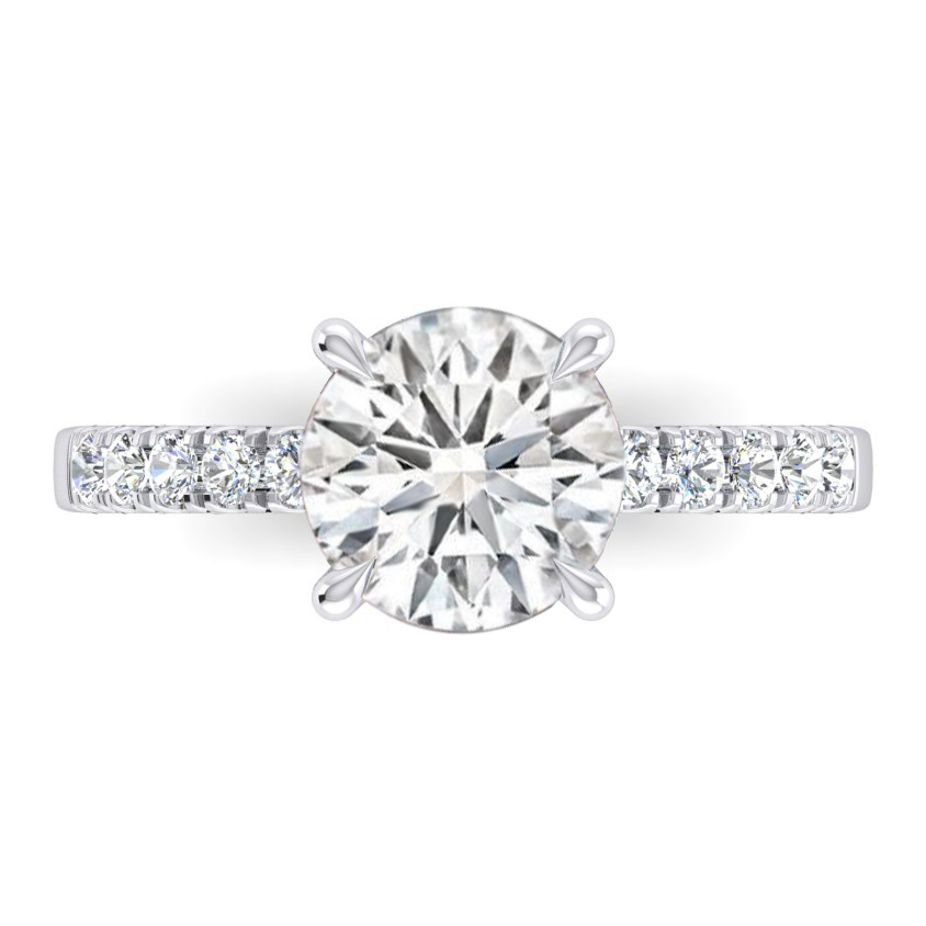 Real Diamond Engagement Ring 2.50 Carats Round Diamonds White Gold 14K