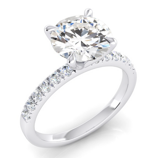 Real Diamond Engagement Ring 2.50 Carats Round Diamonds White Gold 14K