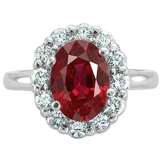 natural round ruby 5ct ring front view