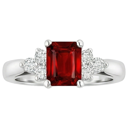 natural round ruby 3.40ct ring front view