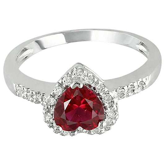 Red Ruby Gemstone With Natural Earth Mined Diamond Ring White Gold Jewellery 3.20 Carats
