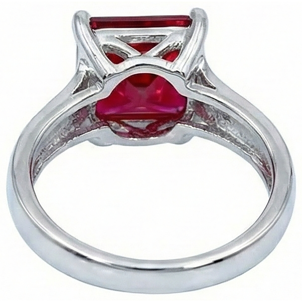Red Solitaire Ruby Women Ring 2.25 Carats White Gold 14K